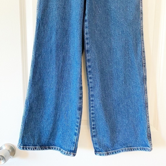 ZARA Cropped Wide Leg Flare Jeans With Gold Buttons 70’s - Picture 8 of 9